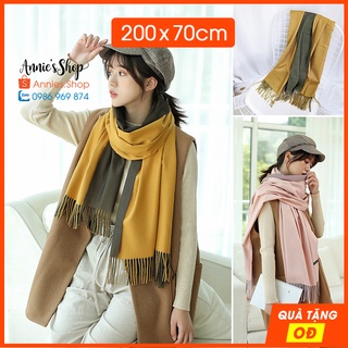 KH032 Khăn choàng cổ 2 mặt 2 màu Cashmere cao cấp