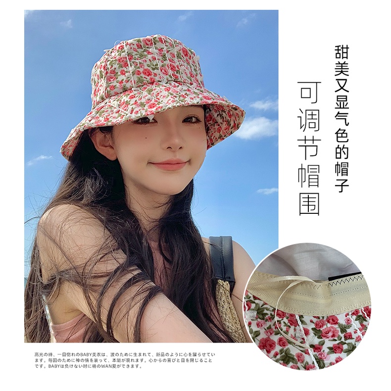 Nón Vành Rộng In Hoa Chống Tia Uv Có Thể Gấp Gọn Thời Trang Mùa Hè Cho Nữ