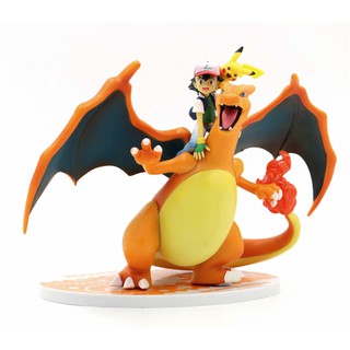 Mô hình Pokemon - Mô hình Lizardon Satoshi và Pikachu kết hợp 16cm PK07