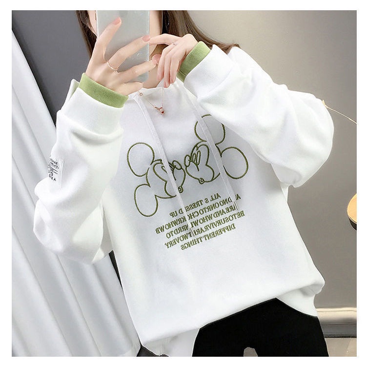 Áo hoodie giả 2 mảnh dáng rộng phong cách Hàn Quốc thời trang thu đông 2021 mới cho nữ