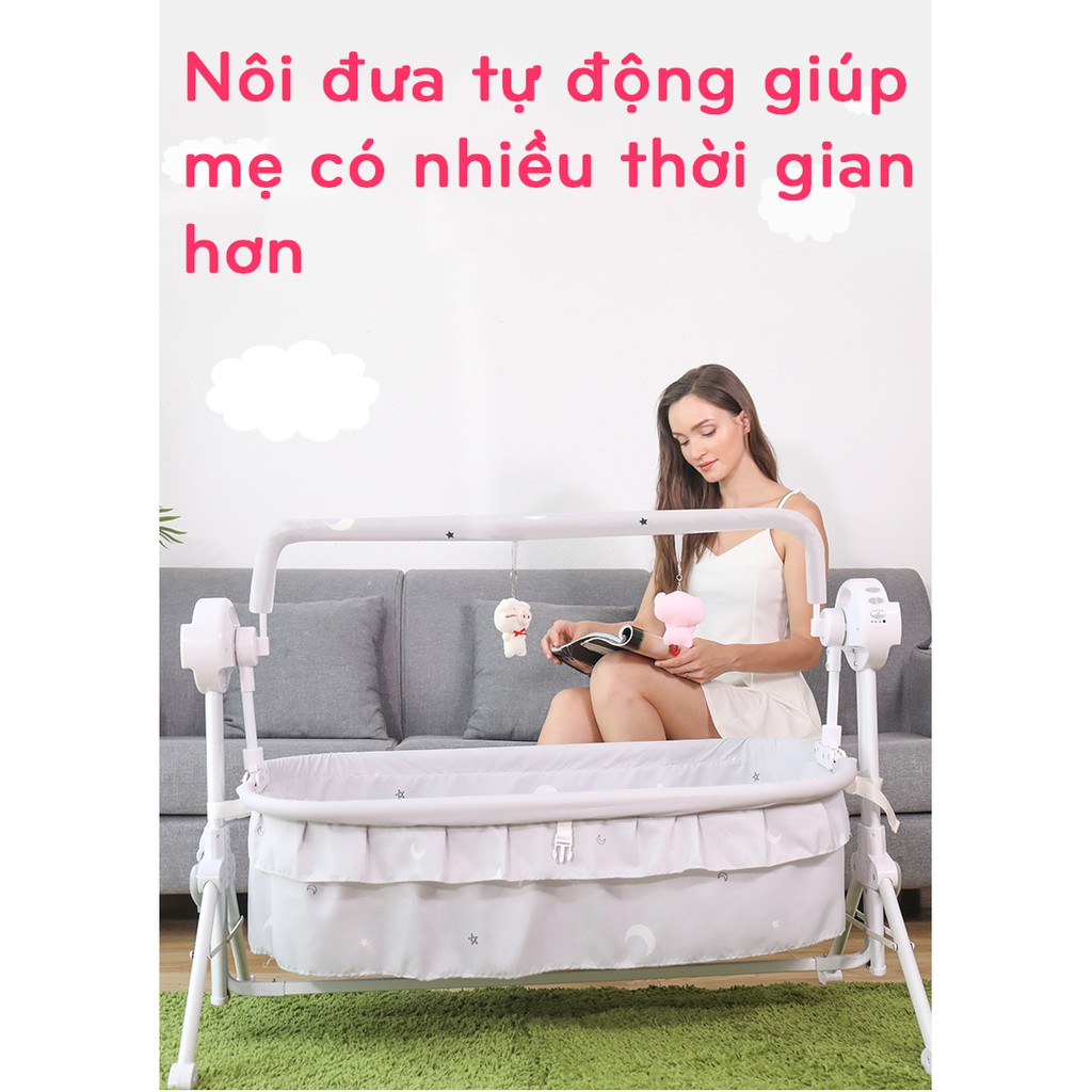 Nôi điện cho bé BIBON cao cấp nhiều màu sắc dễ thương - Bảo hành 12 tháng