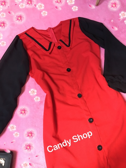 Đầm body phối tay voan đính nút sang trọng + Ảnh thật | BigBuy360 - bigbuy360.vn