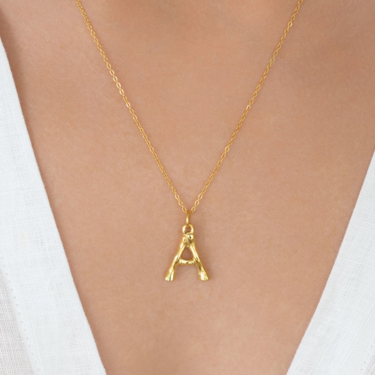 Dây Chuyền Mặt Chữ Cái Tiếng Anh Đơn Giản | Bông Tai Bằng Thép Titan Không Gỉ Mạ Vàng 18k Thời Trang Dành Cho Nữ