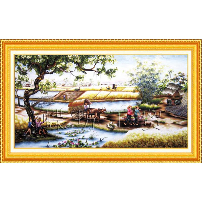 Tranh Thêu Chữ Thập (THÊU KÍN) Hương Vị Đồng Quê, KT Nhỏ 222260 (KHÁCH TỰ THÊU) kt:101X58CM