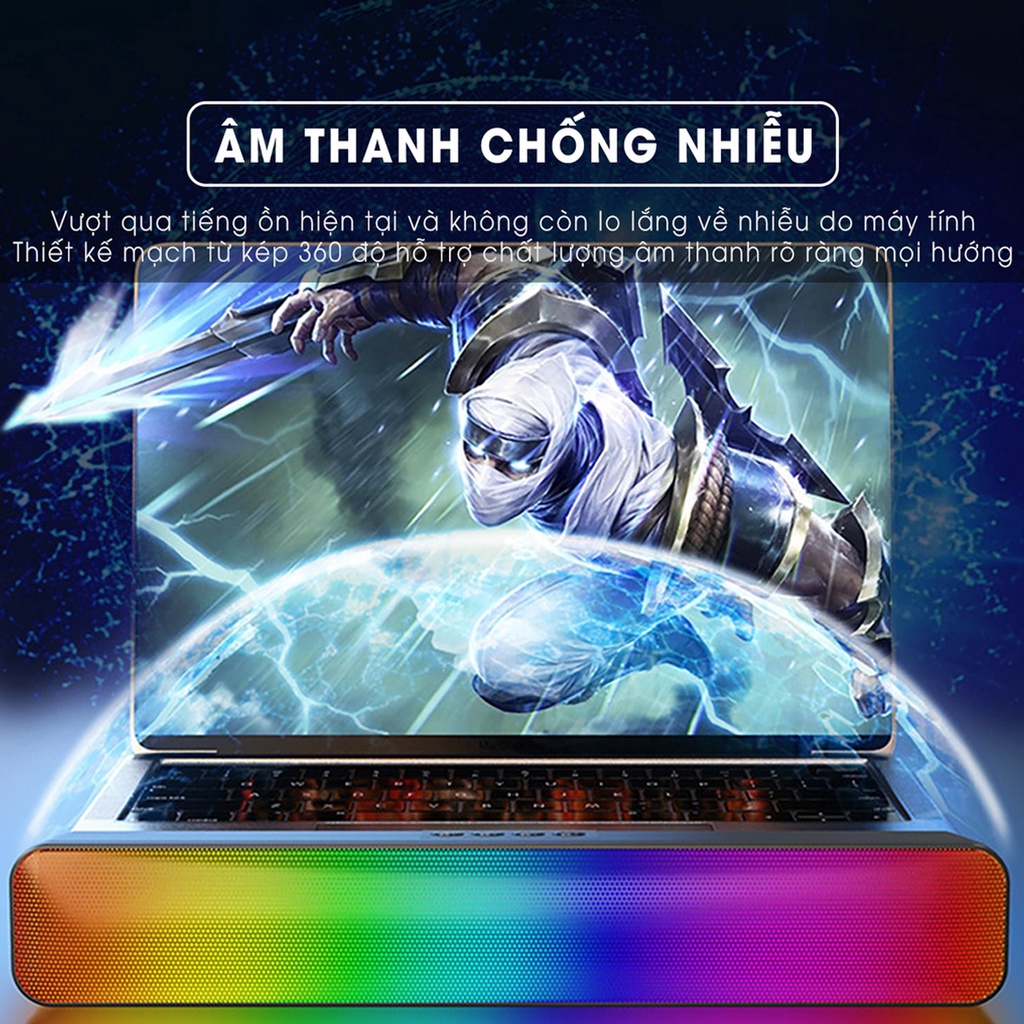 Loa bluetooth không dây DIGICOM Soundbar N8 Pro LED RGB âm thanh sống động sắc nét cho điện thoại máy tính laptop để bàn