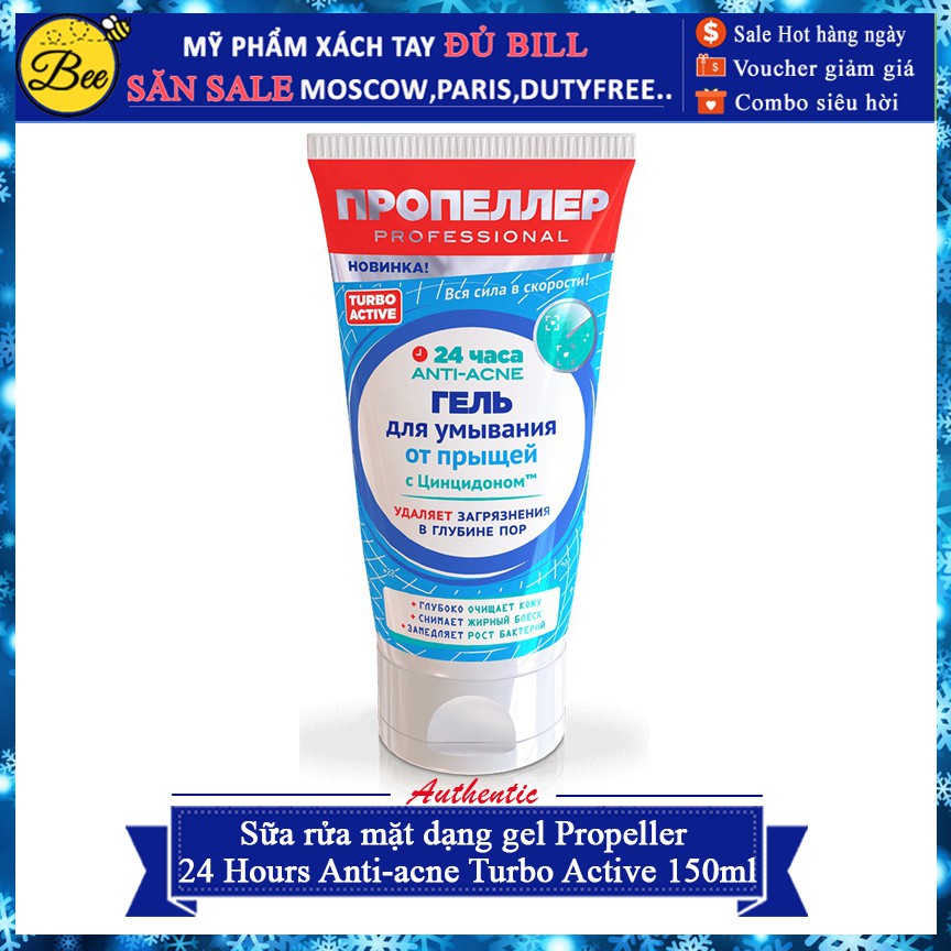 Sữa rửa mặt dạng gel Propeller 24 Hours Anti-acne Turbo Active 150ml