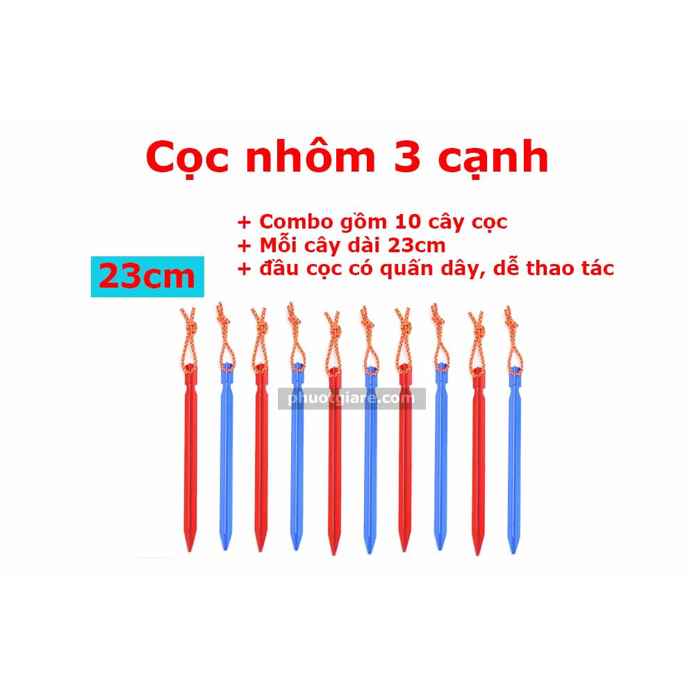 Set bộ 10 cọc nhôm 3 cạnh siêu nhẹ chuyên cắm đất mềm