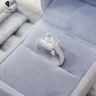 Nhẫn bạc nữ ổ đá vuông