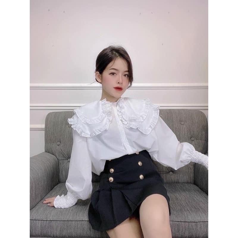Sơ mi nữ cổ bèo chất mềm mại form thụng tay bèo xinh lắm cơ (CT-Y55P)