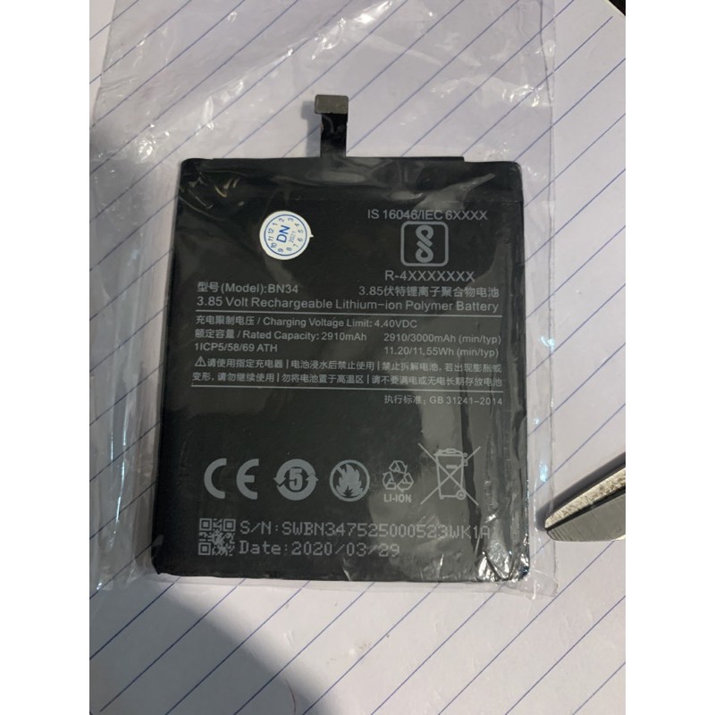 Pin Điện Thoại Xiaomi Redmi 5A - BN34 2910- 3000 MAh