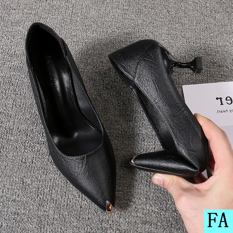 Giày Cao Gót Da Mềm Phong Cách Xuân Thu Dễ Phối Đồ Thời Trang Công Sở Cho Nữ
