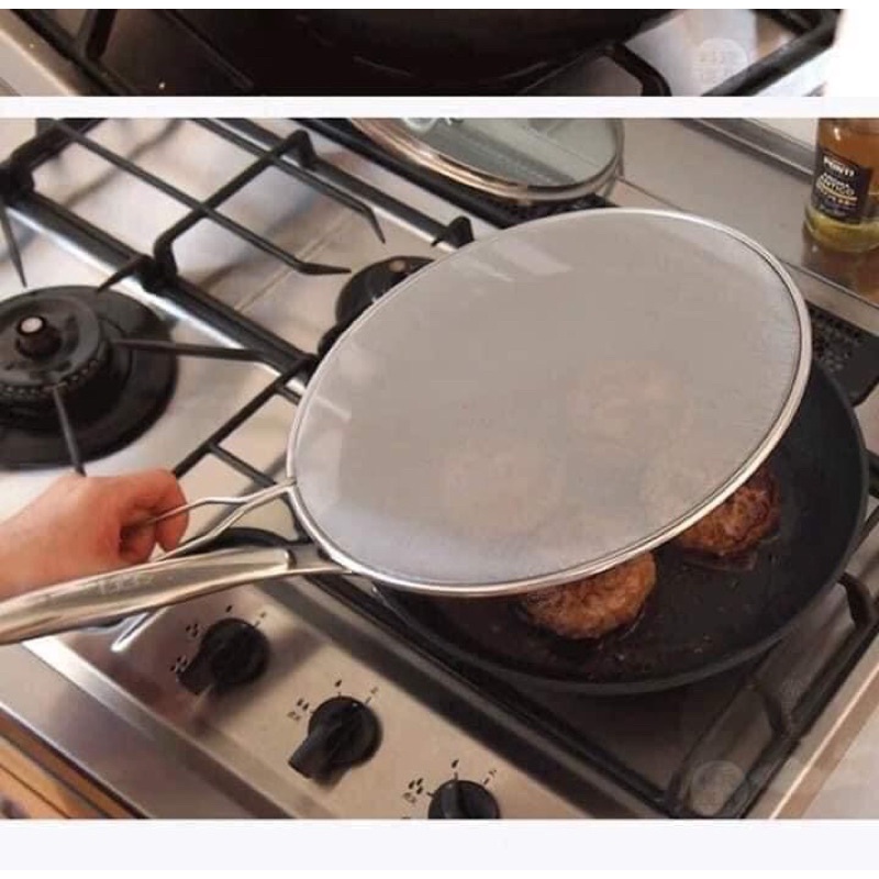Chắn mỡ inox 29cm - Nắp đậy chảo bằng lưới inox dạng tròn