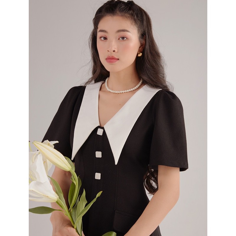 ITSCICICO - Đầm LEILY đen phối bâu trắng, tay phồng