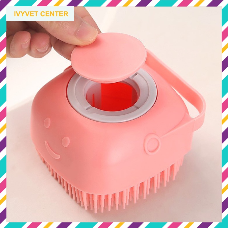 Bàn chải đeo tay silicon mềm massage tắm kỳ cọ chó mèo an toàn