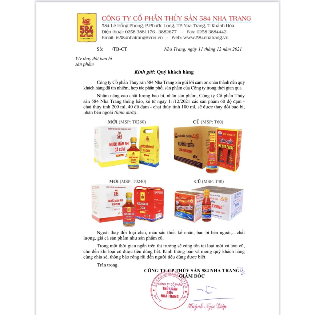Hộp 2 chai Nước mắm Cá Cơm Cao Cấp 60 ĐỘ ĐẠM, 584 Nha Trang, Chai thủy tinh 200ml, Date luôn mới