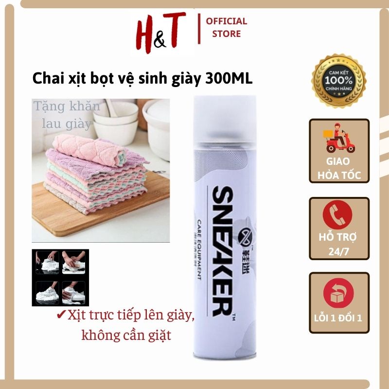 Chai Dung Dịch Vệ Sinh Giày tạo bọt Sneaker- tẩy vết bẩn cực nhanh