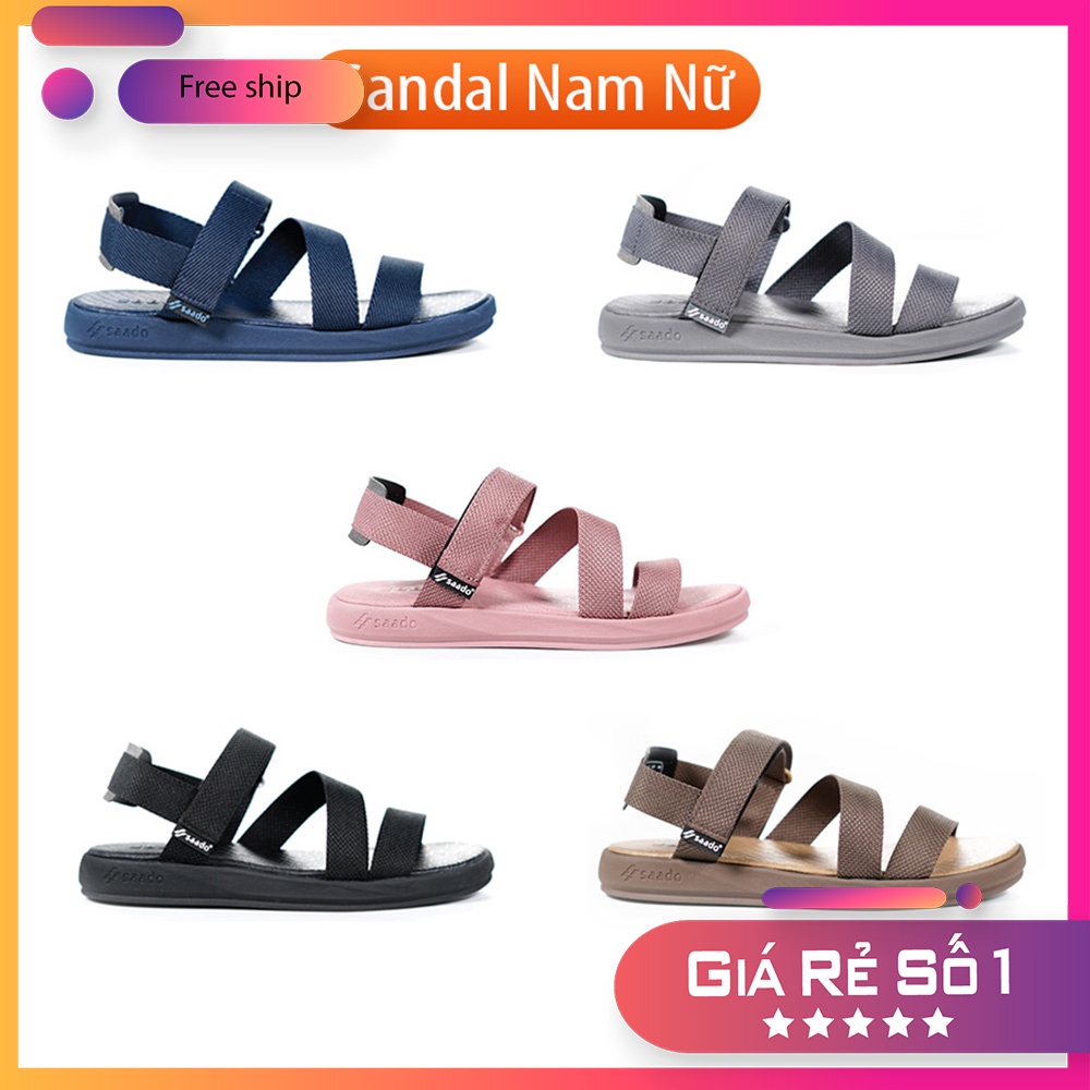 Sandal Saado nam nữ chính hãng màu trơn, Dép quai hậu nhẹ êm bền, đi học, đi làm - NN01, NN04, NN07, NN02, QT05