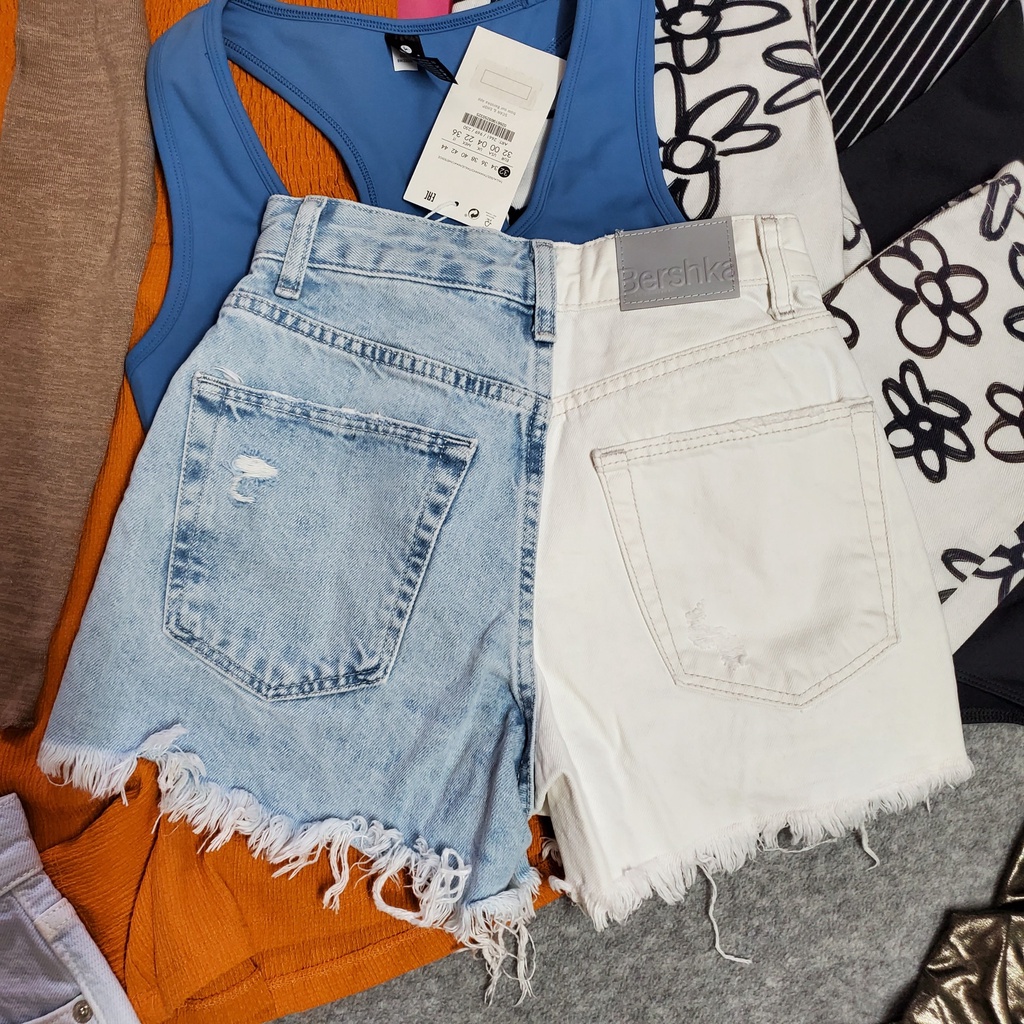 Quần short jean lưng cao 2 màu Berskha