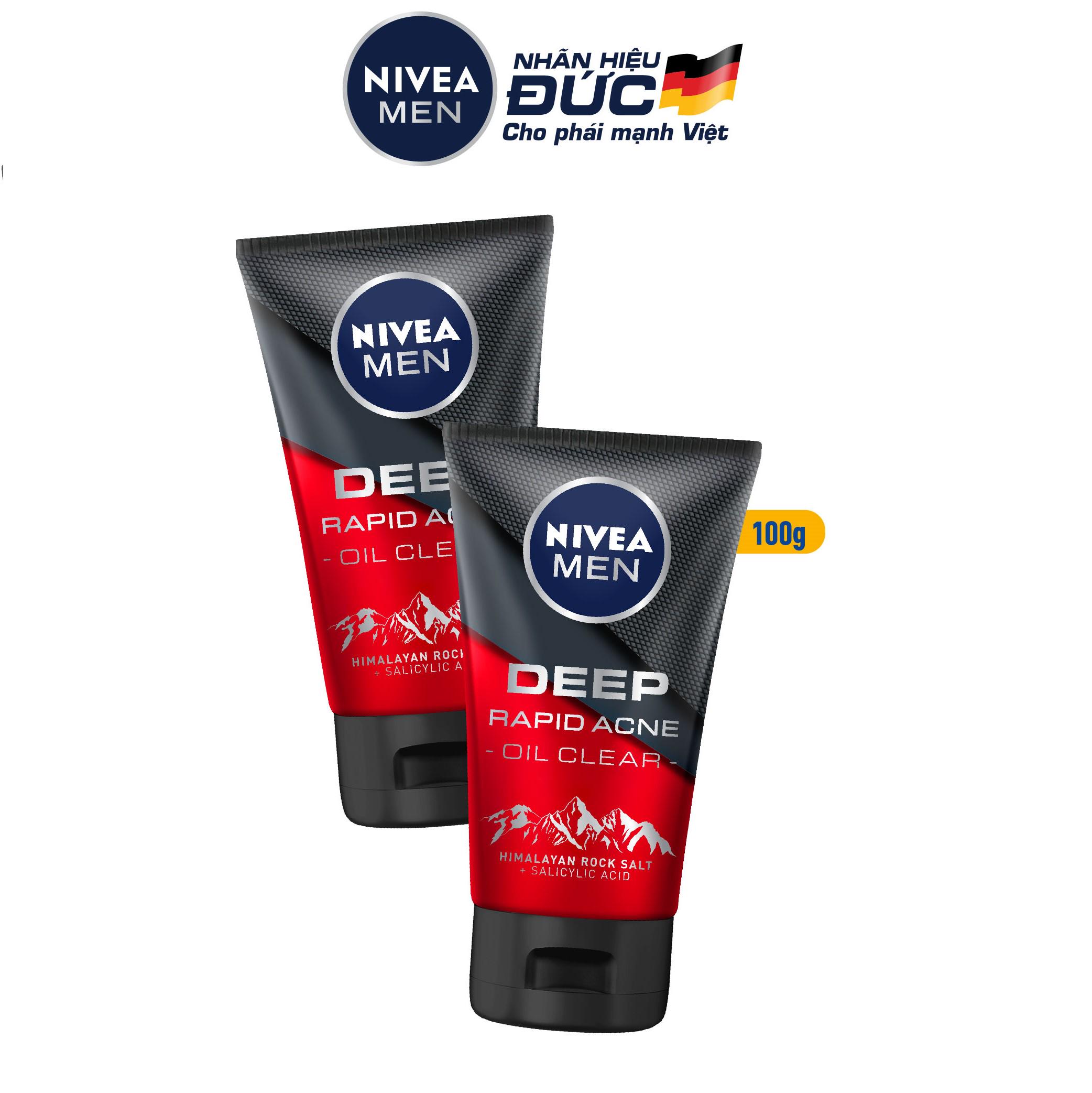 Bộ 2 chai sữa rửa mặt NIVEA MEN Deep Rapid Acne Oil Clear (100g/chai) - 88521