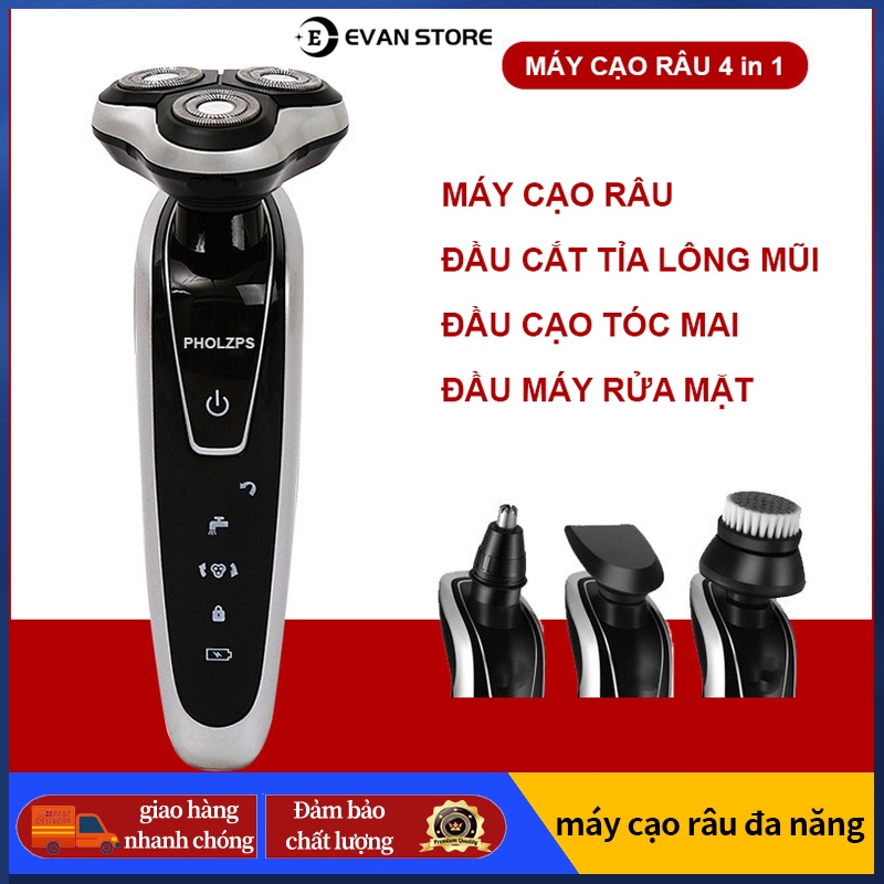 Máy cạo râu đa năng 4 in 1 thế hệ mới 2022 - mẫu máy cạo râu nam cao cấp với 4 tính năng: cắt tỉa lông mũi, cạo tóc