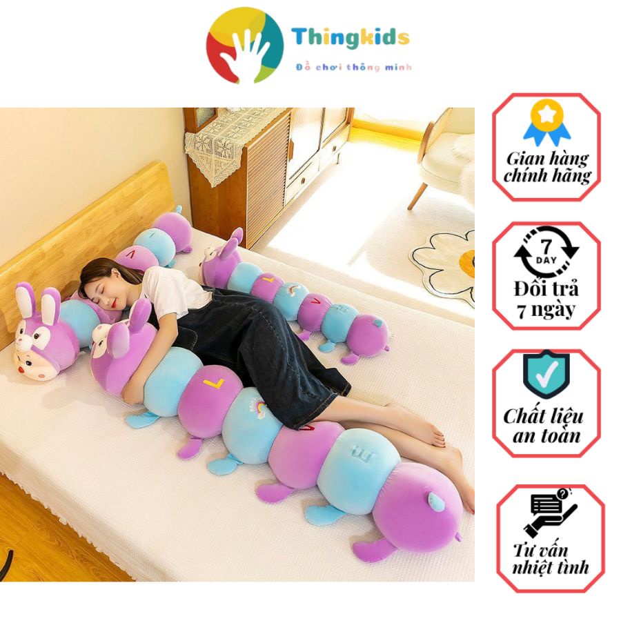 Thú nhồi bông sâu tai thỏ sâu biến hình nhiều chân cute size 80cm-1m-1m2-1m5 Thingkids