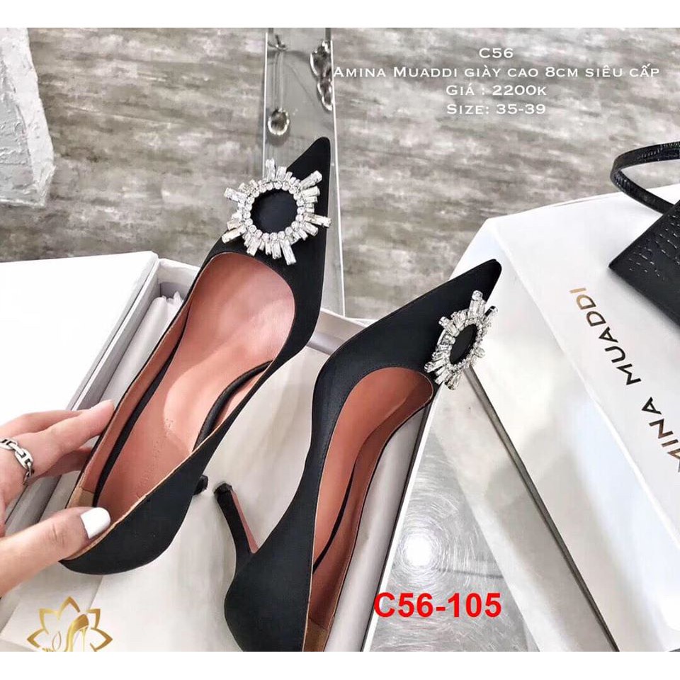 C56-105 Amina Muaddi giày cao 8cm siêu cấp
