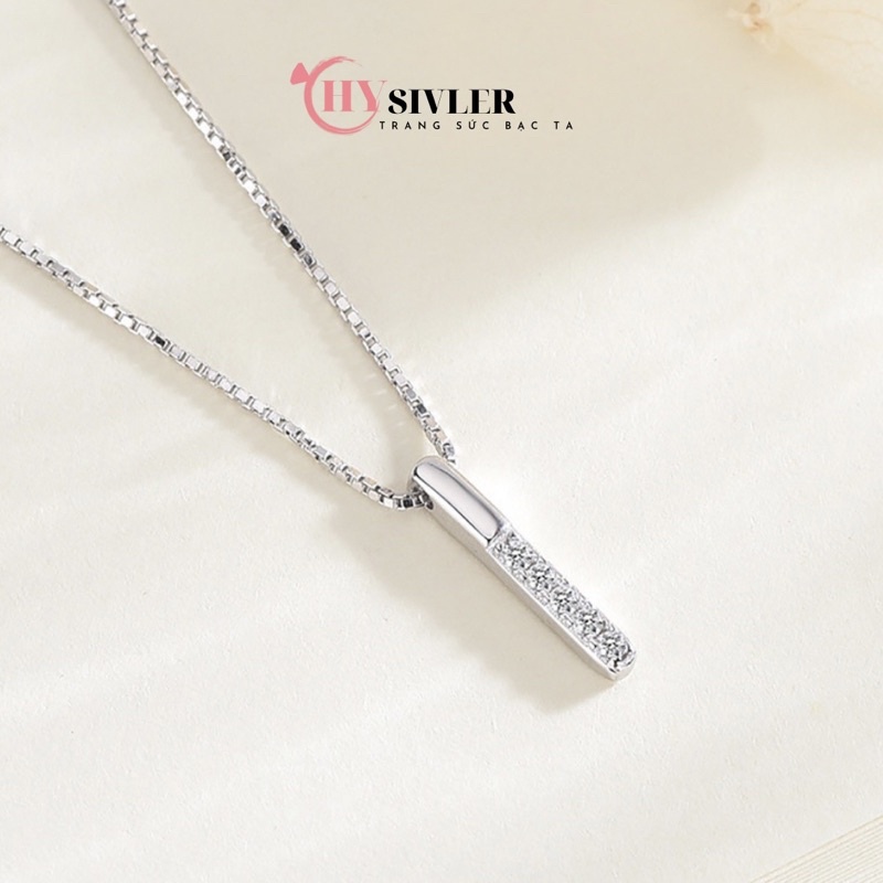 Dây chuyền bạc 1 thanh đá đơn giản nhẹ nhàng nữ tính dây chuyền nữ bạc thật giá rẻ CHY SILVER