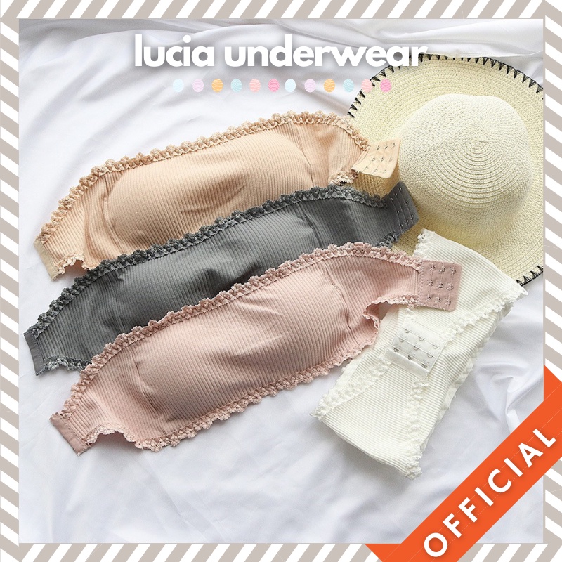 Áo lót nữ áo BRA không dây dáng quây len tăm viền ren hoa có nấc cài phía sau LUCIA A02