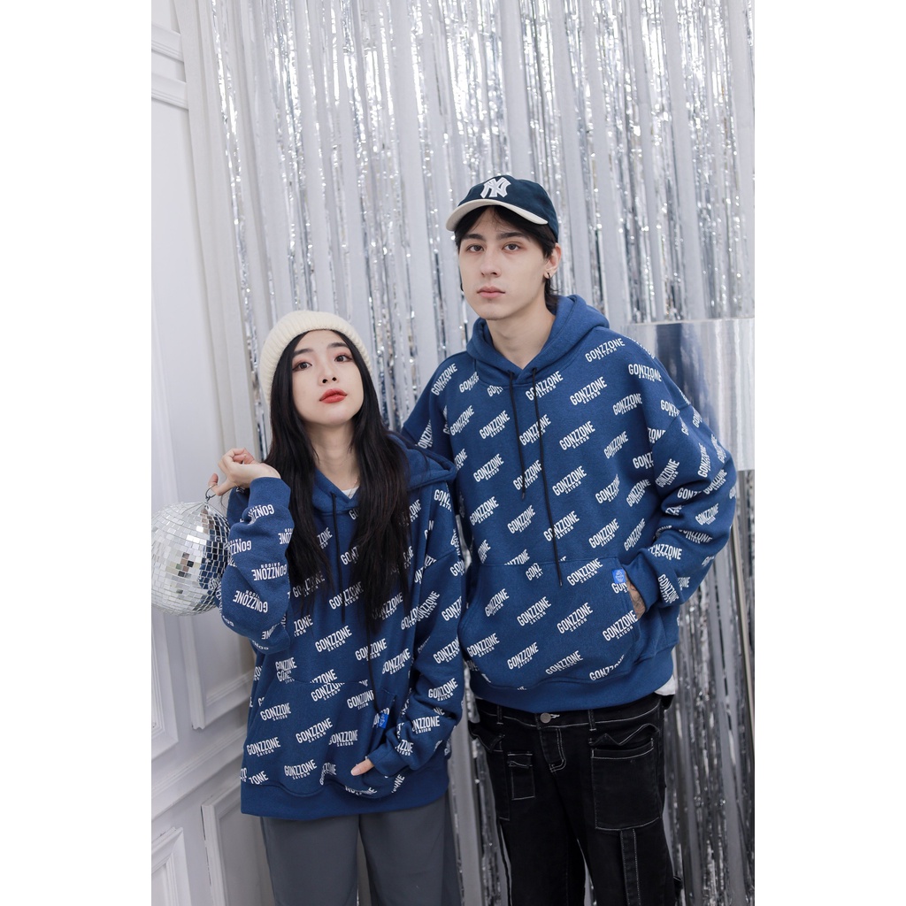 Áo Hoodies Nỉ Mùa Đông Form Rộng Gonzzone - Màu Xanh Đá