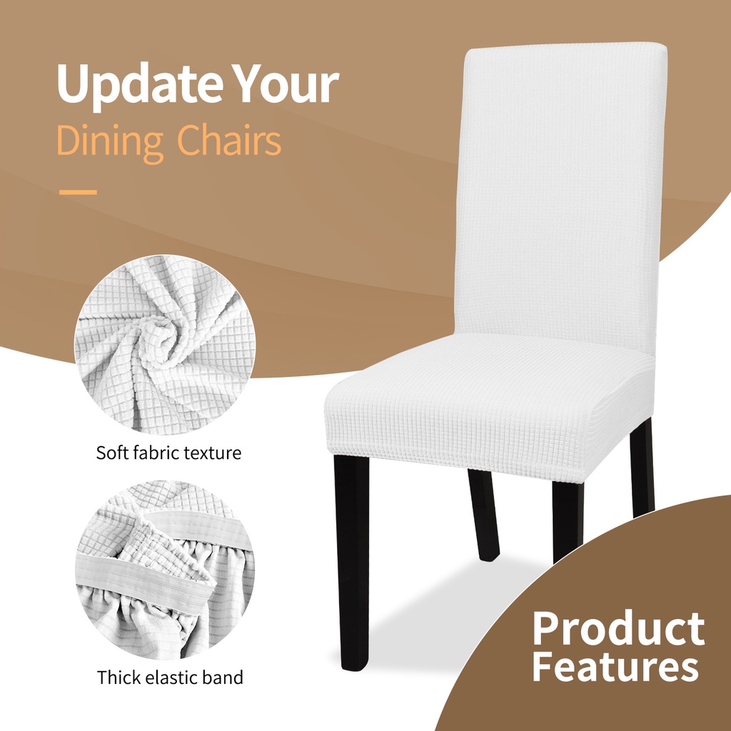 Vỏ Bọc Ghế Dệt Kim Co Giãn Màu Trơn Hai Lớp Phù Hợp Cho Khách Sạn