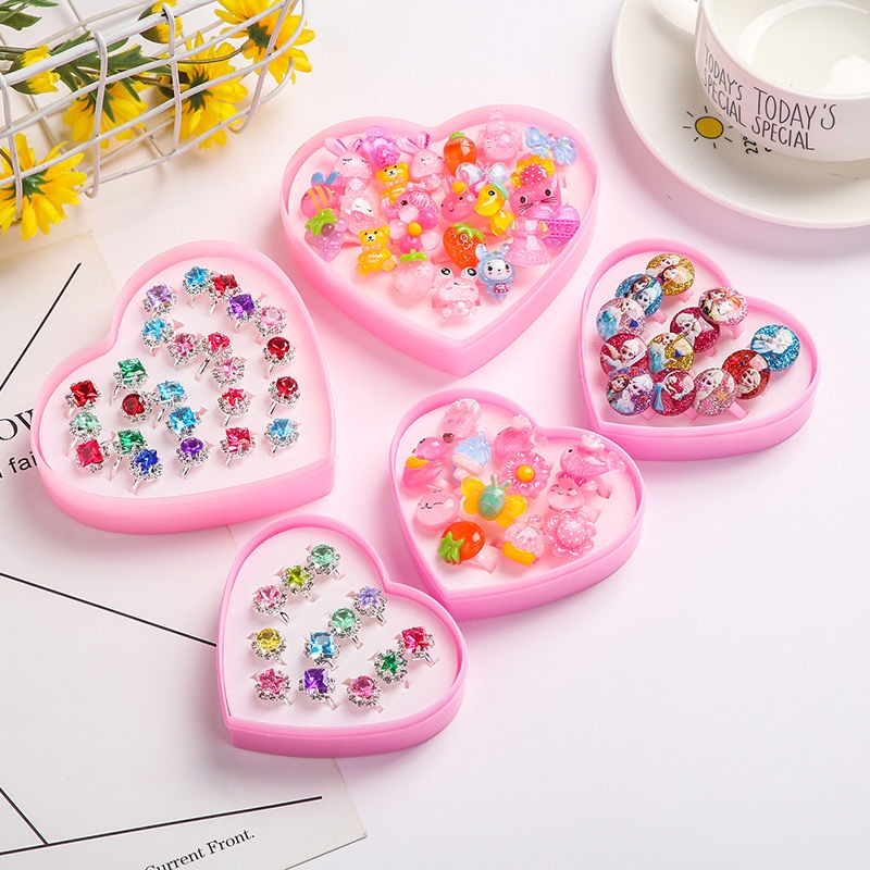 Nhẫn Đồ Chơi Công Chúa Hoạt Hình Đính Đá Pha Lê Cho Bé Gái