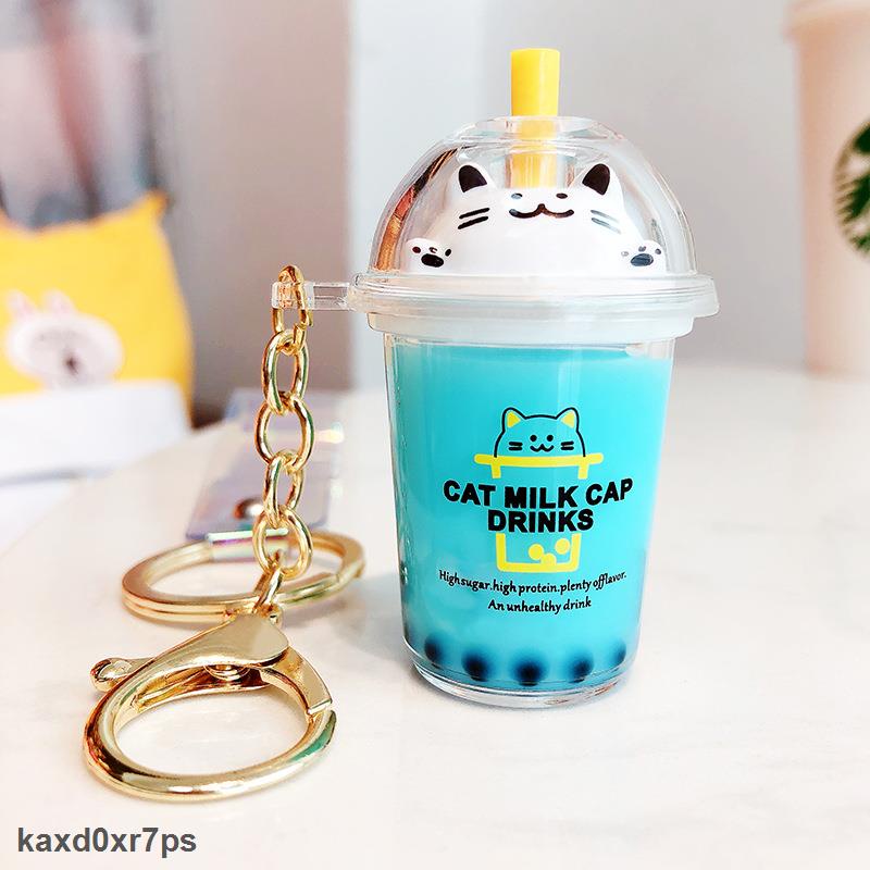 Loại Tốt Móc khóa hình ly trà sữa mèo con hoạt hình sáng tạo dễ thương cho nam và nữ