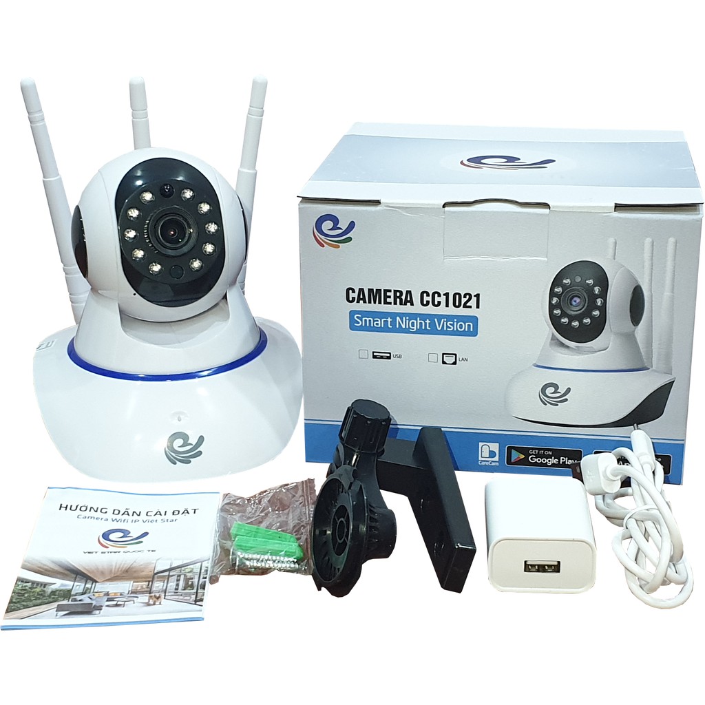 [Kèm thẻ nhớ 32G] Camera Wifi 3 Râu CARECAM xoay 360 độ 2.0MPX Full HD1080P, chuyển động theo người, đàm thoại 2 chiều