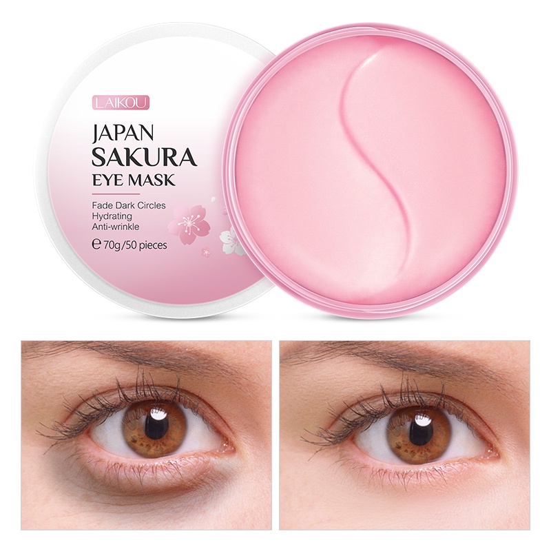 Hộp 50 Miếng Mặt Nạ Mắt LAIKOU Sakura 70g Làm Mờ Quầng Thâm / Nếp Nhăn