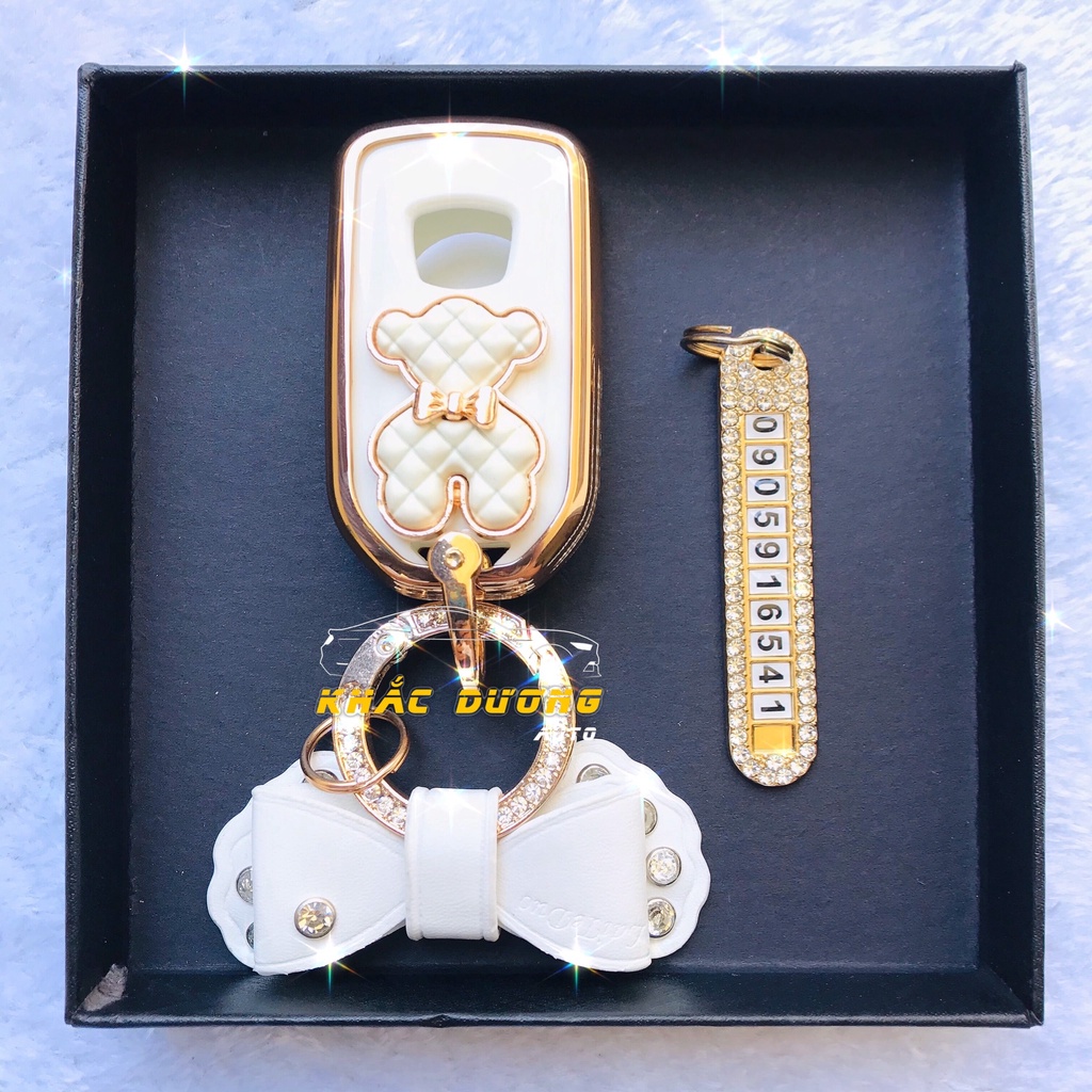 Ốp chìa khoá Honda City Civic CRV Brio Jazz TPU 3 nút đính đá nhân tạo cao cấp sang trọng