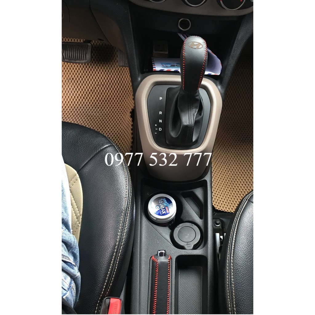 Bọc cần số + phanh tay xe Hyundai I10, Accent, Elantra  bằng da thật 100%