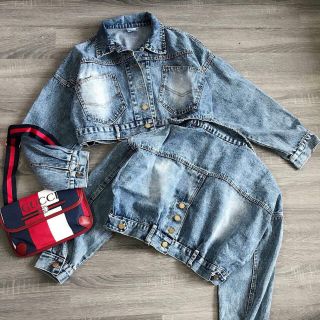 Áo khoác jean croptop