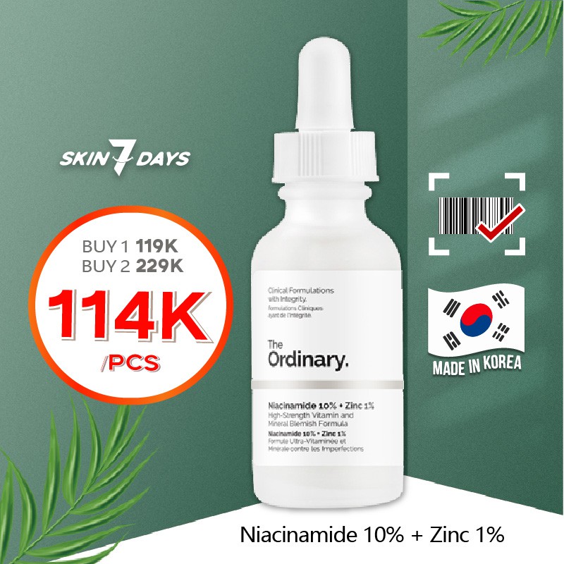 Tinh chất Niacinamide 10% + Zinc 1% - The Ordinary Serum Sáng Da, Se Khít lỗ Chân lông Ngừa Mụn