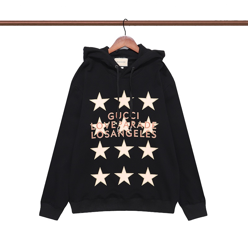 Gu Áo Hoodie Dáng Rộng Thoải Mái In Chữ Và Ngôi Sao Phía Trước Thời Trang Đường Phố Cao Cấp Terry