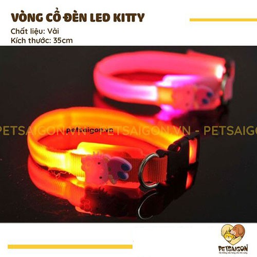 VÒNG CỔ ĐÈN LED PHÁT SÁNG KITTY CHO CHÓ MÈO