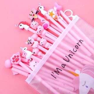 ❤️Set 20 chiếc Bút bi nước Kute tặng kèm túi đựng bút