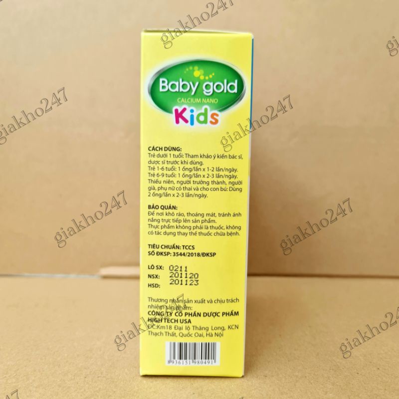 Baby gold calcium nano giúp phát triển chiều cao, tăng cường sức đề kháng