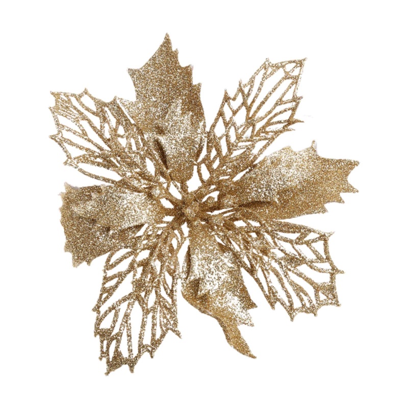 Hoa trạng nguyên giả lấp lánh 9cm trang trí cây thông