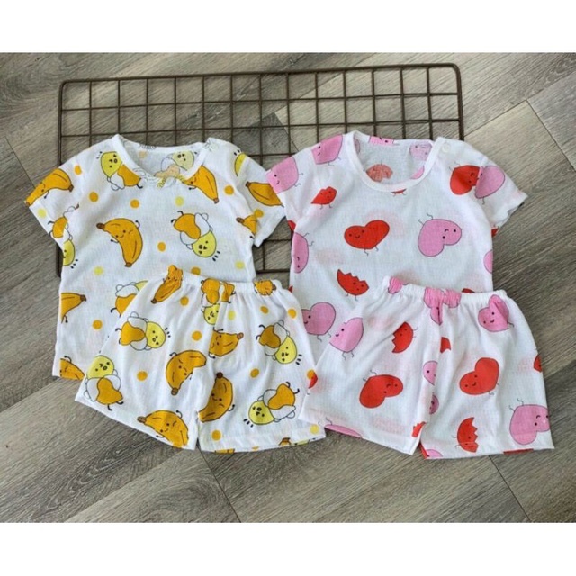 [BÁN GIÁ GỐC] Quần áo cho bé - Bộ cotton giấy cộc tay cho bé in hình ngộ nghĩnh đáng yêu