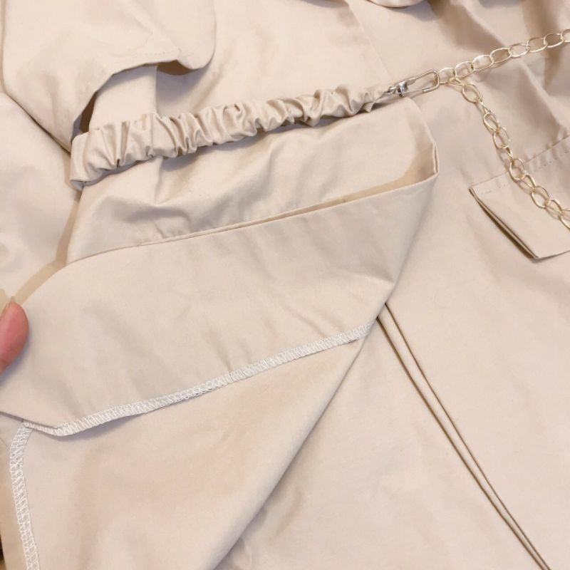 Áo khoác vest blazer thụng basic kèm xích đai mix rời from rộng về 2 màu đen, be nâu- Áo vest nữ 2 lớp chất tuyết mưa