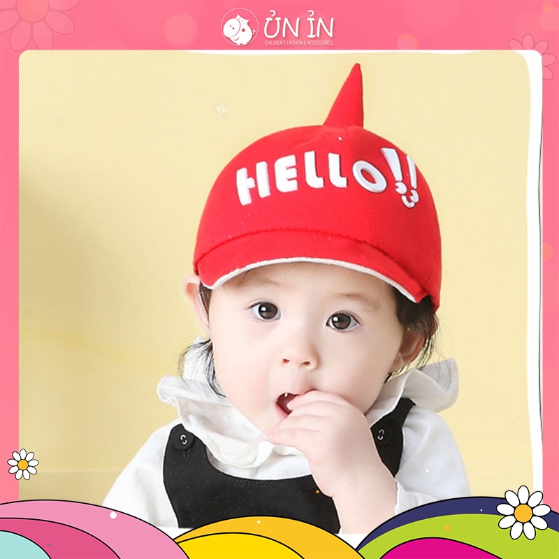 Nón Vải thun hình Hello 1 sừng size 3-18M (N0041)