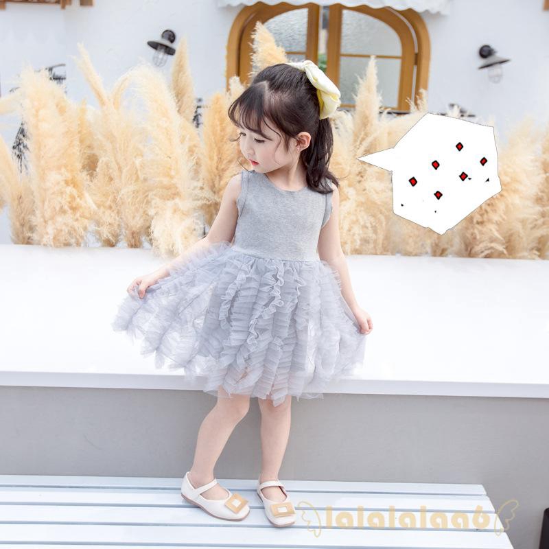 Đầm Xoè Tulle Sát Nách Màu Trơn Cho Bé Gái