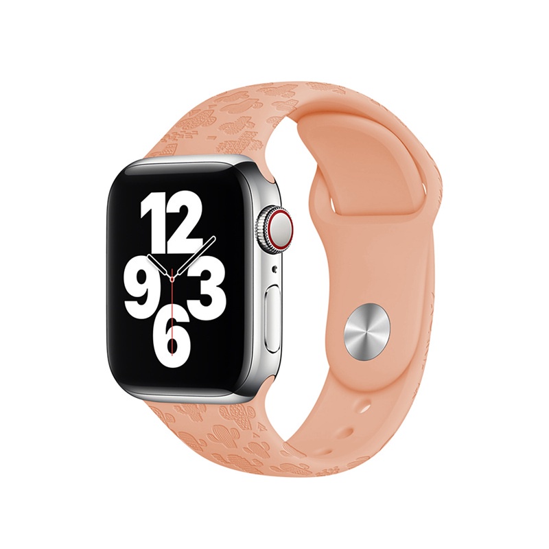 Dây Đeo Silicone In Nổi Hình Cây Xương Rồng Cho Đồng Hồ Thông Minh Smart Watch Series 7 Band 45mm 41mm 44mm 40mm IWatch 6 5 4 3 2 1 38 Mm 42 Mm