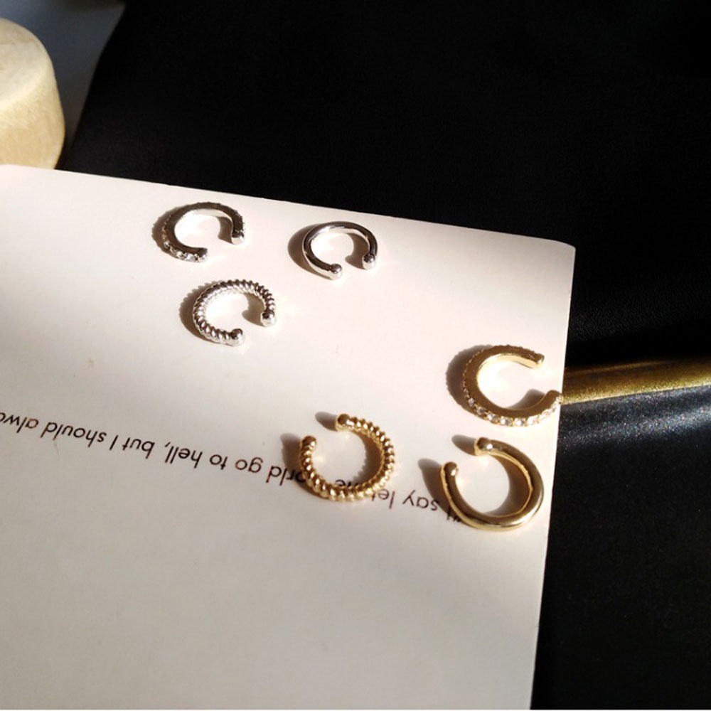 ANEMONE Khuyên kẹp vành tai bằng hợp kim đính đá zircon phong cách đường phố cá tính cho nữ