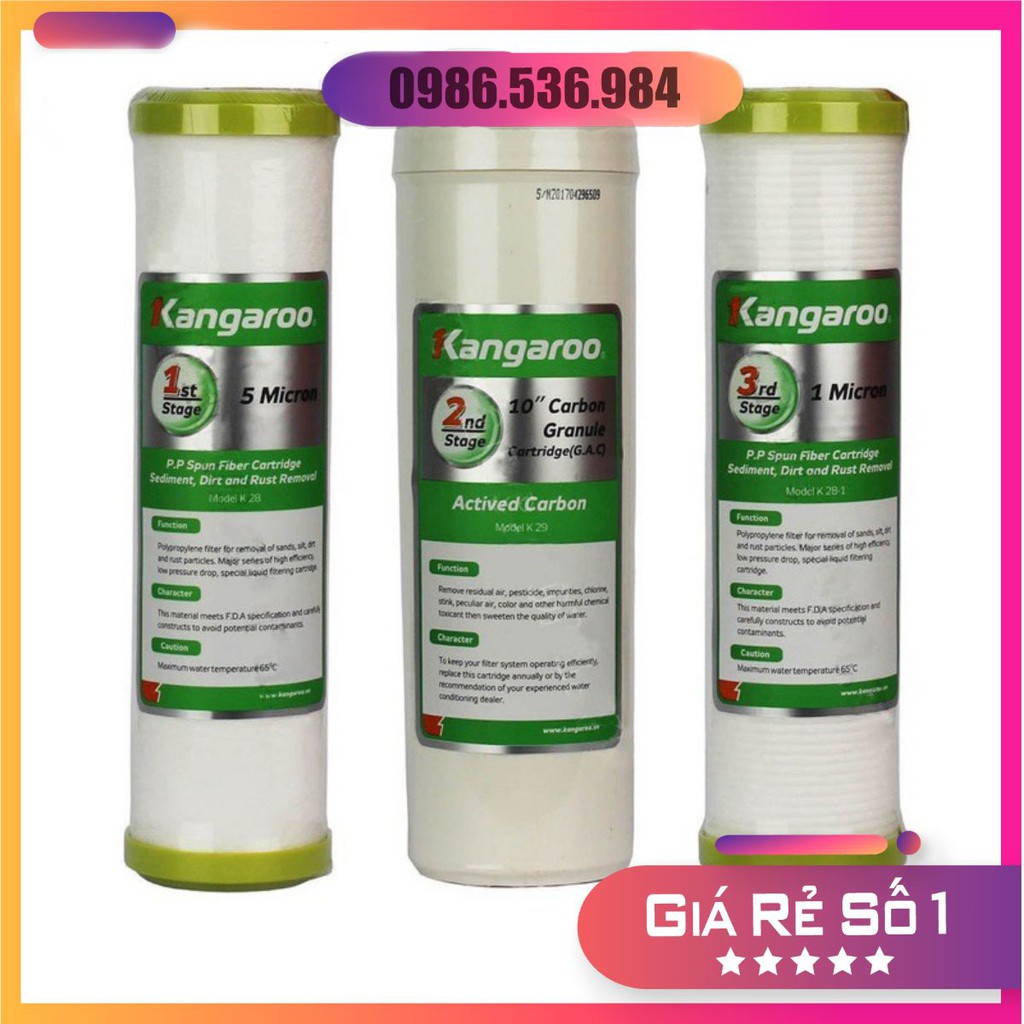 Lõi Lọc 123 Kangaroo ♥️ Lõi Lọc Nước Kangaroo ♥️ Bộ Lõi Lọc 123 Kangaroo